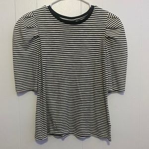 Puff half sleeve striped top🖤